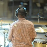 Cory Mason plays the drums at Westlake during the Kaylene Peoples MY MAN recording session June 9, 2011. (Photo by Arun Nevader)