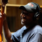 Del Atkins plays the acoustic bass at Westlake during the Kaylene Peoples MY MAN recording session June 9, 2011. (Photo by Arun Nevader)