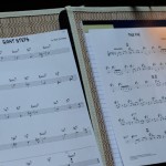 Music on a music stand at Westlake during the Kaylene Peoples MY MAN recording session June 9, 2011. (Photo by Arun Nevader)