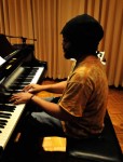 Vernell Brown, Jr. plays the piano at Westlake during the Kaylene Peoples MY MAN recording session June 9, 2011. (Photo by Arun Nevader)