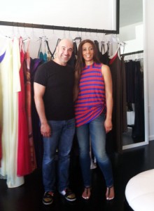 Designer Octavio Carlin and Agenda Magazine Editor/Jazz Entertainer Kaylene Peoples Pose at Octavio Carlin's Boutique