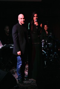 Designer Octavio Carlin and Kaylene Peoples with the All-Star Orchestra at the House of Blues on Sunset Strip September 28, 2012 benefitting the Agenda Foundation (Photo by Arun Nevader)